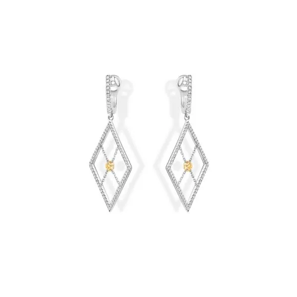 Boucles D'Oreilles en or blanc avec diamants Juliette Paris