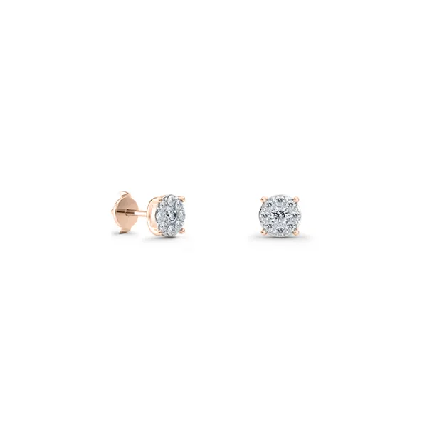 Boucles D'Oreilles en or rose avec diamants Juliette Paris