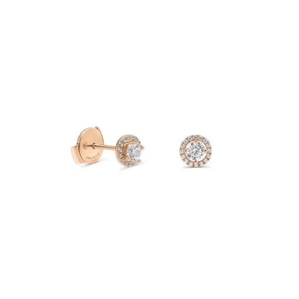 Boucles D'Oreilles en or rose avec diamants Juliette Paris