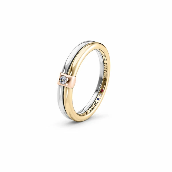 Bague en or multicolore avec diamant